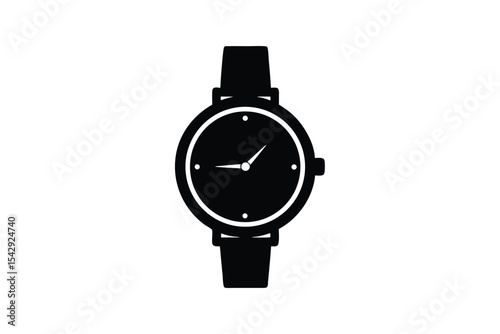 Silhouette art illustration of a watch face.eps