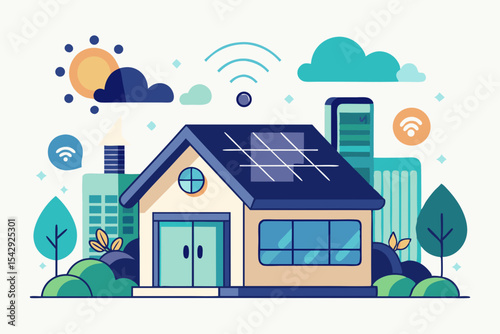 Smart Home Design featuring Solar Panels and Wireless Technology for Eco-Friendly Living