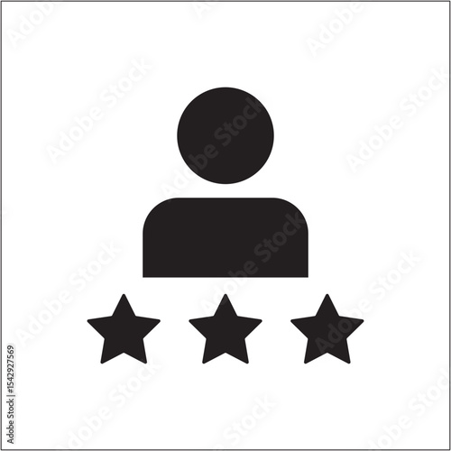 Person with three star icon. Success achievement icon. Icon symbol of win, victory, achievement, reward, prize. Vector illustration