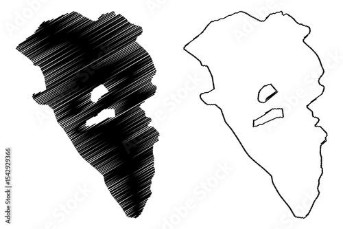 Kitwe City (Republic of Zambia, Copperbelt Province) map vector illustration, scribble sketch City of Kitwe-Nkana map