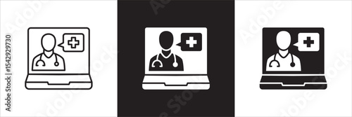Doctor icon. Healthcare contact symbol. Doctor consultation digital apps icon. Icon symbol compatible for health service, hospital, clinic and medical. Vector illustration.