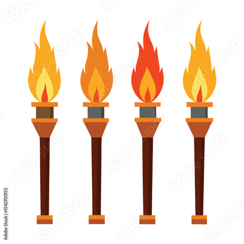Torch set isolated on white background