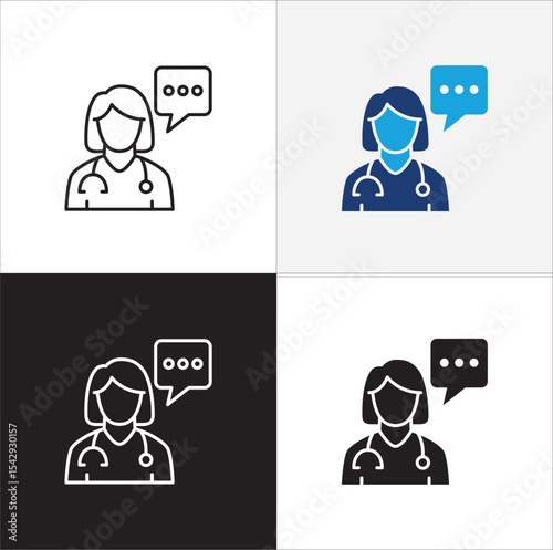 Doctor consultation digital apps icon. Doctor icon. Healthcare contact symbol. Icon symbol compatible for health service, hospital, clinic and medical. Vector illustration.