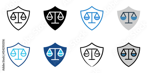 Protected by law icon set multiple style collection 
