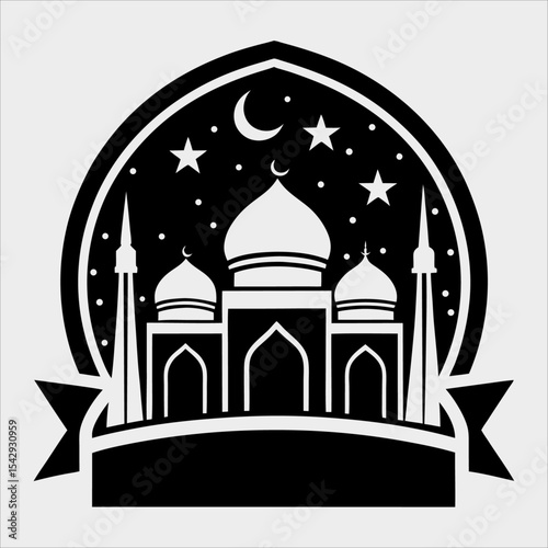 Muharram Minimalist Crescent & Sword of Hussain, Golden Calligraphy & Alam Standard Design Muharram, 
