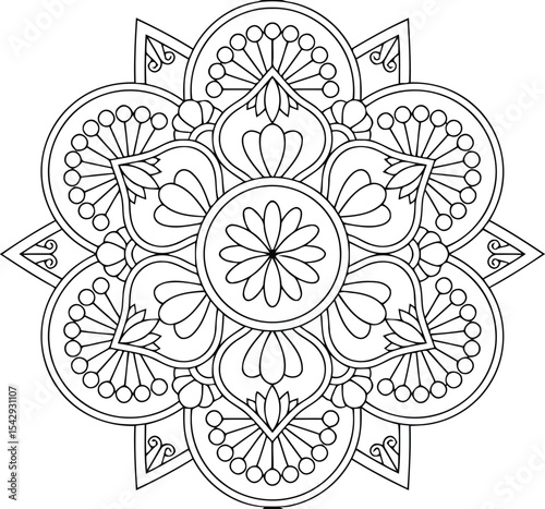 A serene mandala unfolding delicate petals in a peaceful meditative art form bringing calm and focus with intricate