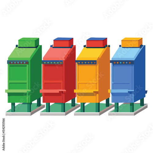 trash compactor set isolated on white background