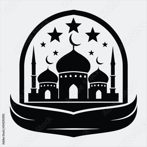 Muharram Minimalist Crescent & Sword of Hussain, Golden Calligraphy & Alam Standard Design Muharram, 