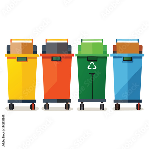 trash compactor set isolated on white background