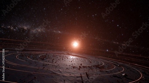 Distant Glowing Star System In Outer Space