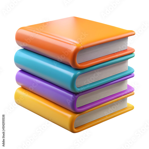 3d book stack png isolated on transparent background