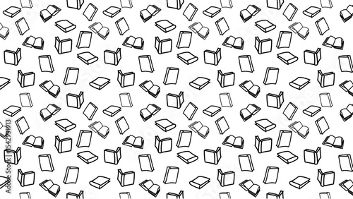 Foto A seamless pattern of hand drawn books scattered on a white background for a boo