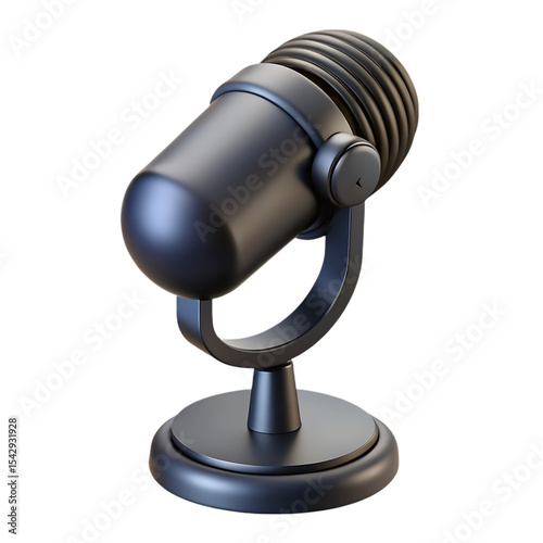 3d retro microphone png isolated on transparent background