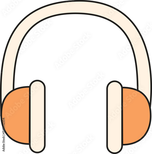 Flat Vector Illustration of Modern Headphones for Music Listening, Audio Streaming, Sound Editing, and Podcast Design Projects
