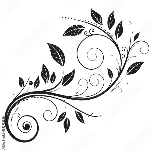 Elegant black and white floral design element