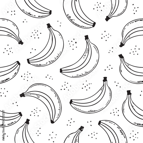 Hand drawn banana seamless pattern background