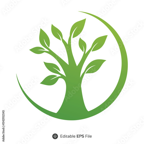 Green Tree Logo Vector Illustration Nature Ecology Icon