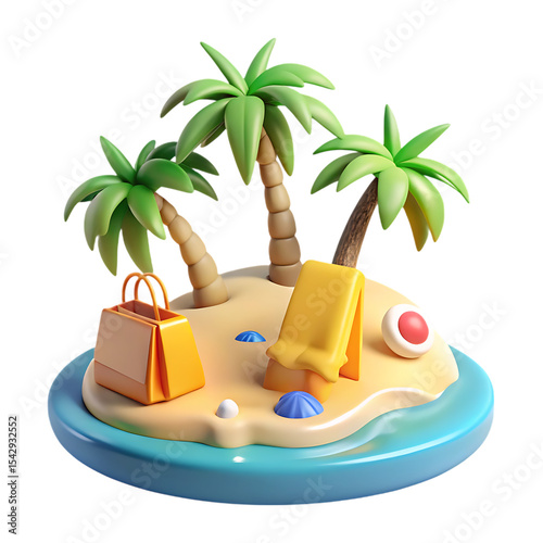 Tropical island mockup 3d png isolated on transparent background