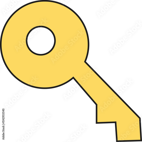 Flat Style Key Icon Vector Illustration – Minimalist Security and Access Symbol for Lock, Privacy, Password, and Digital Interface Design