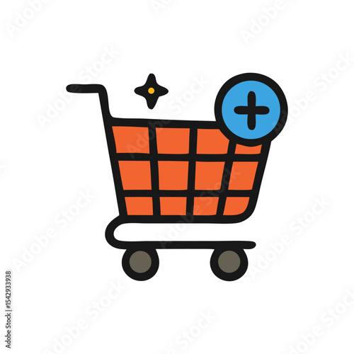 Adding item to online shopping cart;  e-commerce, purchase, retail.