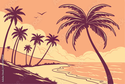 Beachside Breeze: Classic Palm Tree Silhouettes