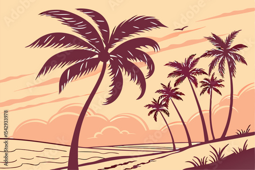 Beachside Breeze: Classic Palm Tree Silhouettes