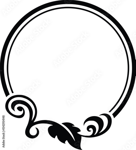 A refined botanical flourish elegantly framing a blank canvas ready for creative storytelling in simplistic black and