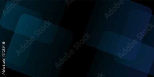 Abstract blue horizontal banner background with glowing blue and green geometric square shapes. vector eps 10.