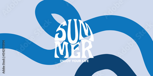 Summer horizontal abstract background hand drawn lines. Modern art minimalist style design template for sales, horizontal poster, header, cover, social media, fashion