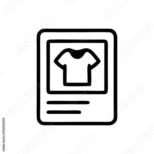 Simple line art icon depicting a t-shirt displayed on a product information card.