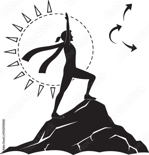 Dancing woman silhouette vector illustration showcasing the beauty and fitness of a person in various poses like ballet or yoga