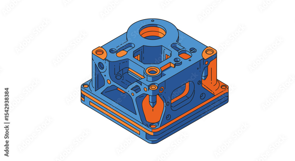 Fototapeta premium Isometric industrial component design for engineering projects and manufacturing vector illustration isometric