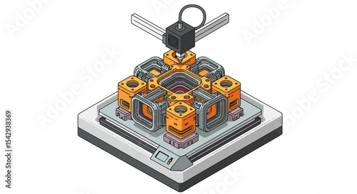 Advanced 3d printing machine concept for innovative manufacturing and design processes vector illustration isometric