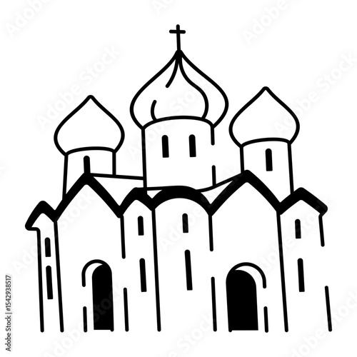 Doodle style icon showing a character wearing a folk costume 
