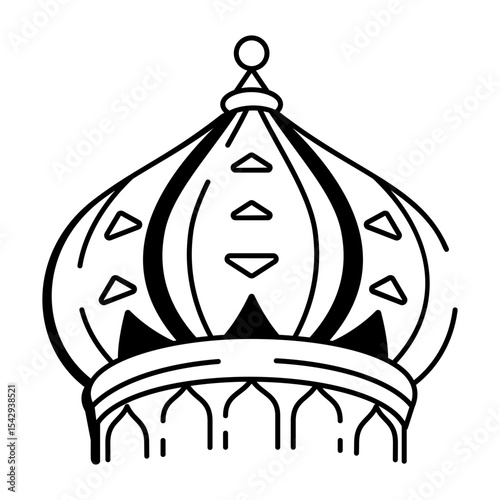A hand drawn style icon of an onion dome top
