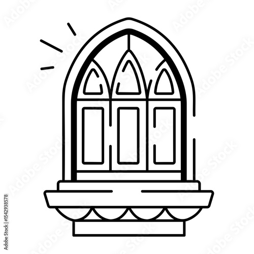 A drawing style icon of a church window pane
