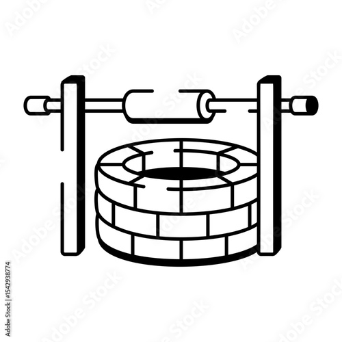 A sketchy style icon of a water well structure
