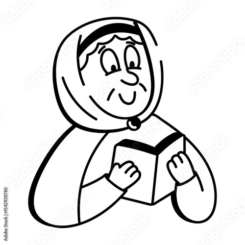 A sketchy style icon of an elder woman figure
