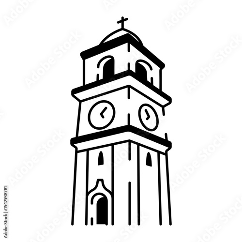 A hand drawn style icon of a bell tower 
