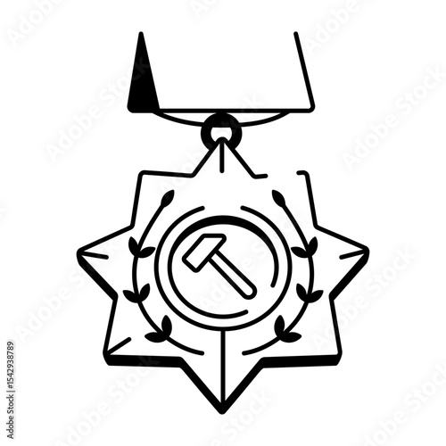 A doodle style icon of a military medal 
