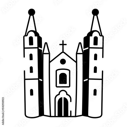 A hand drawn style icon of a russian cathedral 
