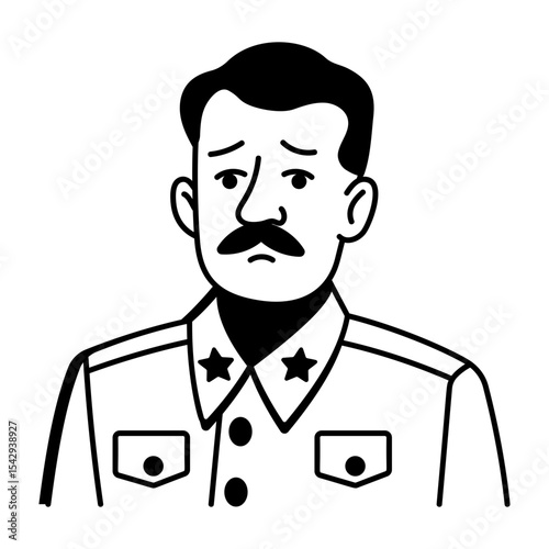 A doodle style icon of a stalin portrait
