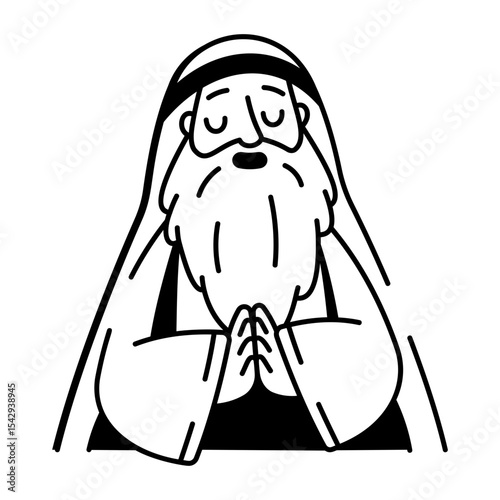 A doodle style icon depicting a wise man 

