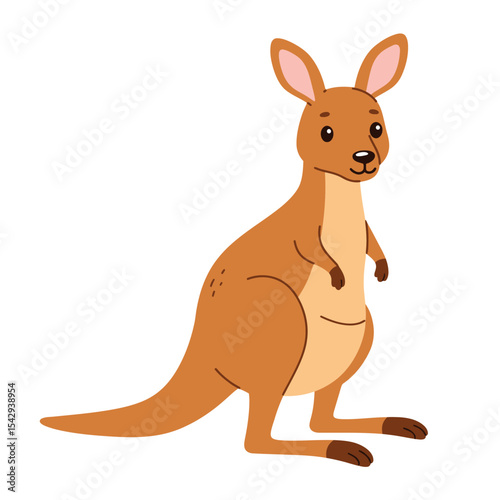 Cartoon happy kangaroo jumping isolated on white