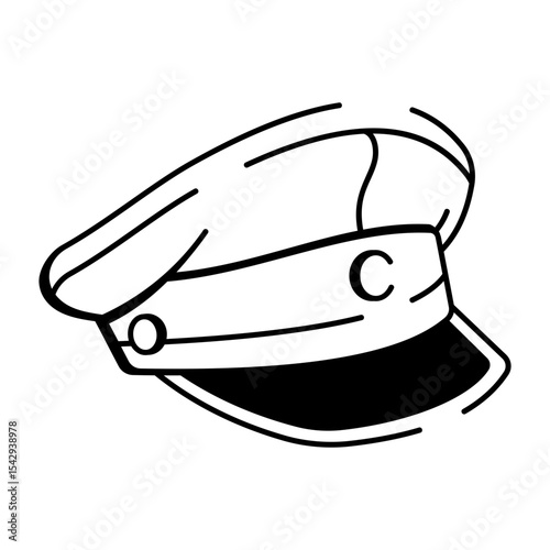 A sketchy style icon showing a naval hat
