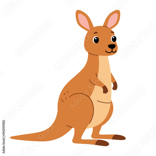 Cartoon happy kangaroo jumping isolated on white