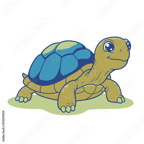 Illustration of Cute Turtle animal on white background. 