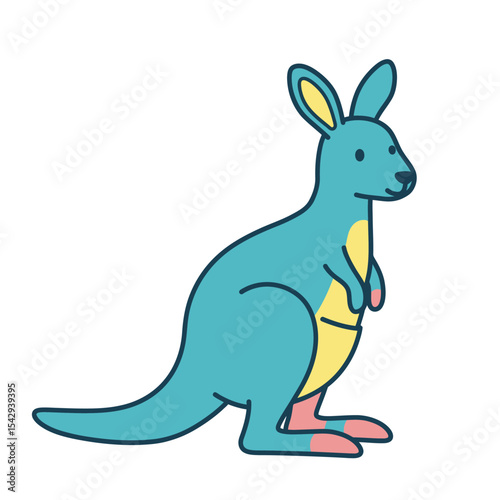 Cartoon happy kangaroo jumping isolated on white