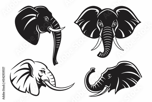 vector set of elephants