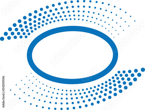 Abstract Blue Oval with Dot Pattern